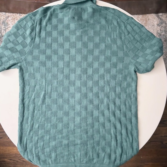 A&F Textural Button-Through Sweater Polo Shirt Size Medium Green New Relaxed Fit - Picture 6 of 7